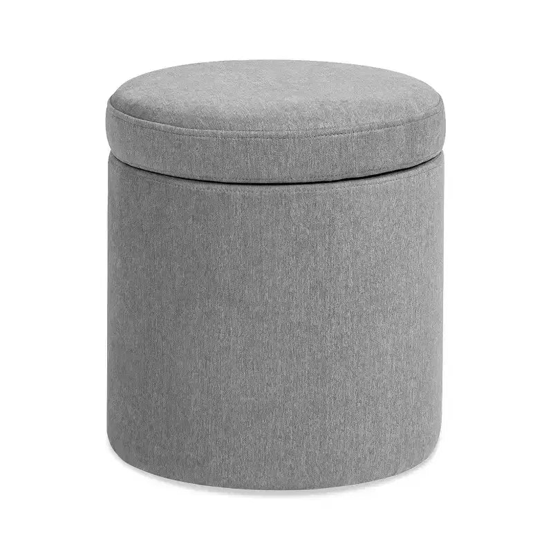 Pouf de rangement rond rembourré avec accent en cuir