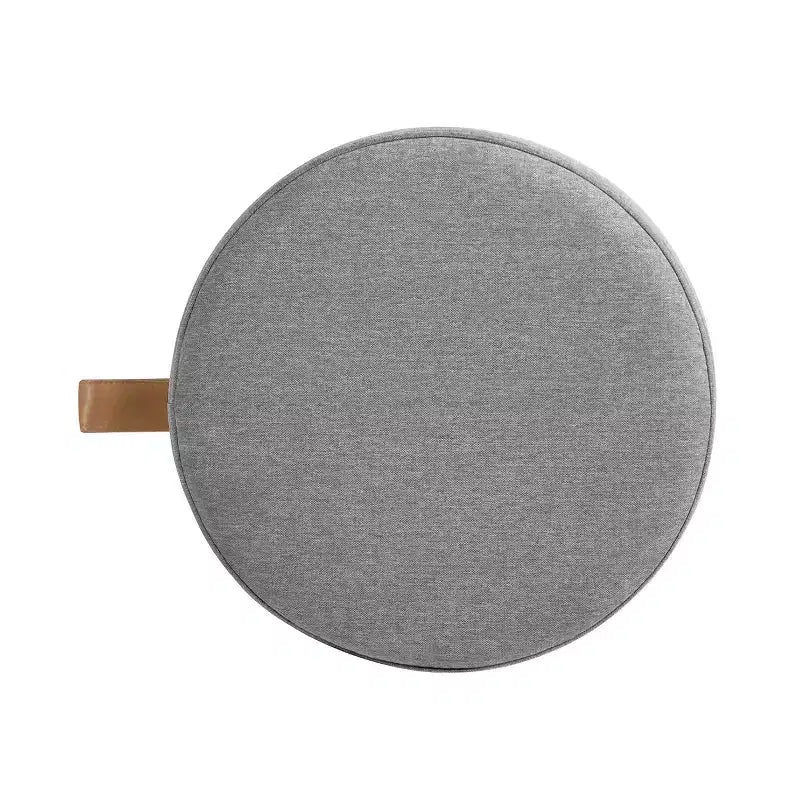 Pouf de rangement rond rembourré avec accent en cuir