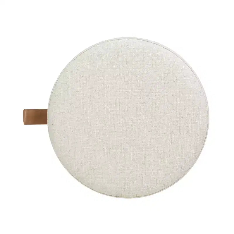 Pouf de rangement rond rembourré avec accent en cuir