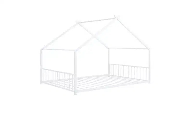 Lit métallique double avec cadre en forme de maison pour chambres élégantes