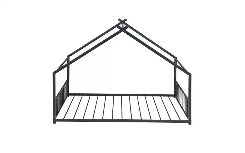 Lit métallique double avec cadre en forme de maison pour chambres élégantes