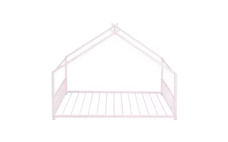 Lit métallique double avec cadre en forme de maison pour chambres élégantes