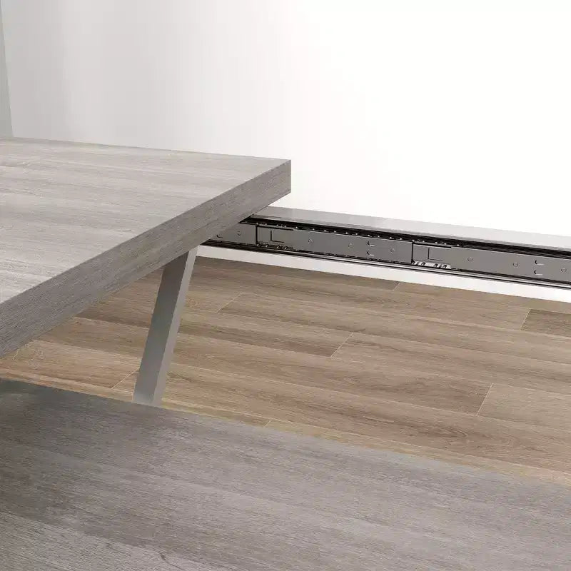 Table à manger extensible 63-47 pour 4-6 personnes, Table de salle à manger extensible de style campagnard avec piètement en tréteaux, Table de cuisine