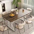 HOMCOM 63-47 Expandable Dining Table for 4-6 People, Farmhouse Extendable Dining Room Table with Trestle Base, Kitchen Table