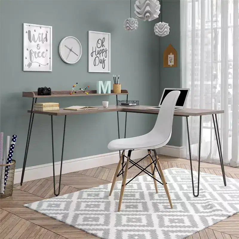 Bureau d'angle avec rehausse