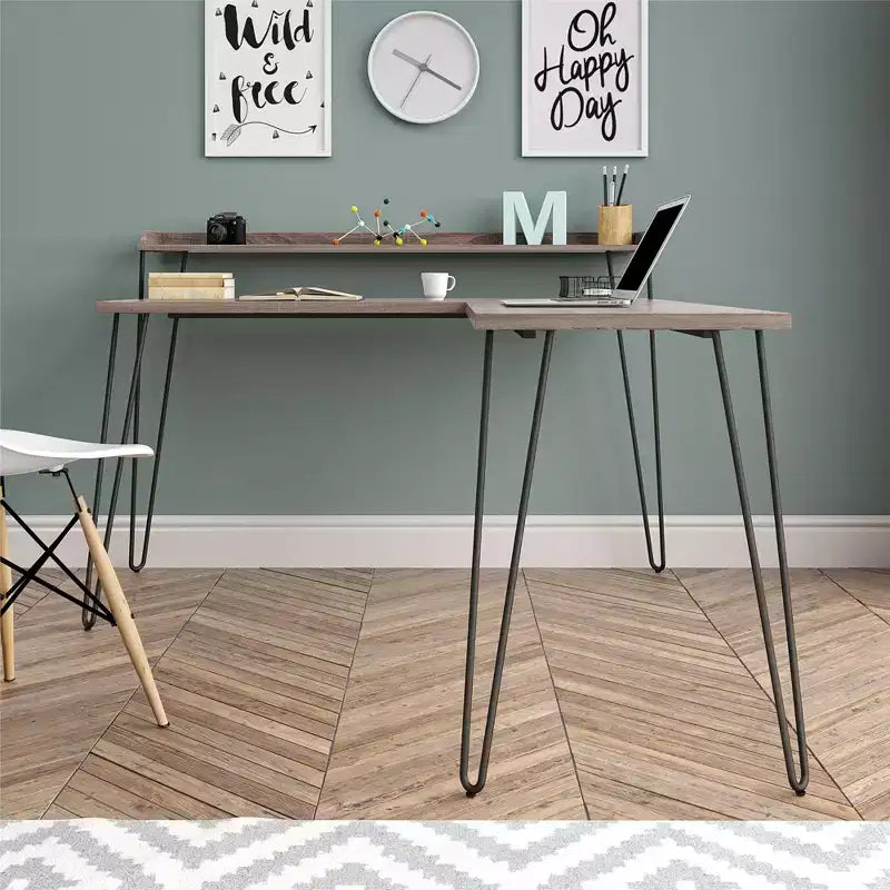 Bureau d'angle avec rehausse
