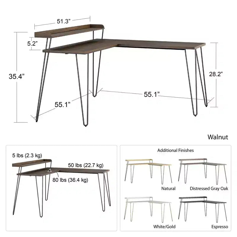Bureau d'angle avec rehausse