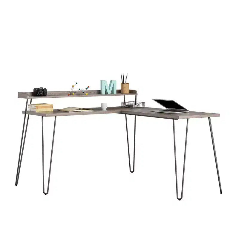 Bureau d'angle avec rehausse