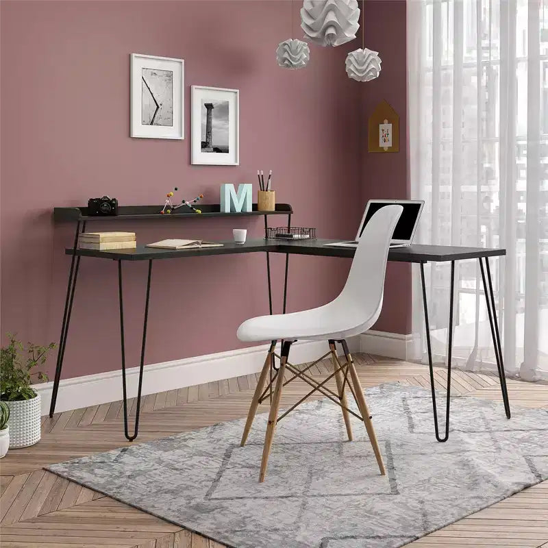 Bureau d'angle avec rehausse