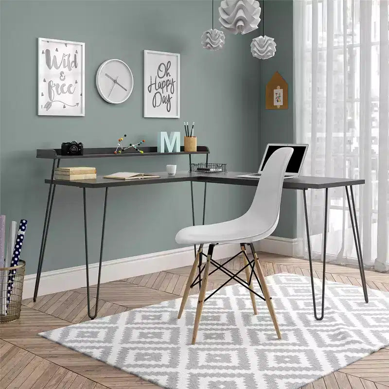 Bureau d'angle avec rehausse