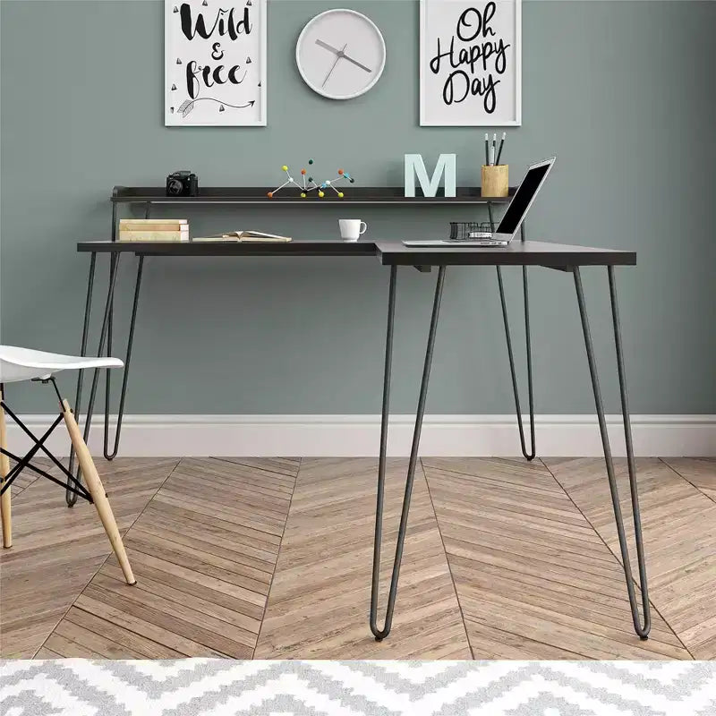 Bureau d'angle avec rehausse
