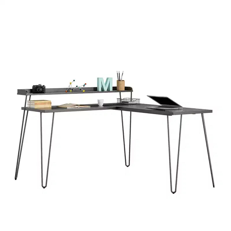 Bureau d'angle avec rehausse