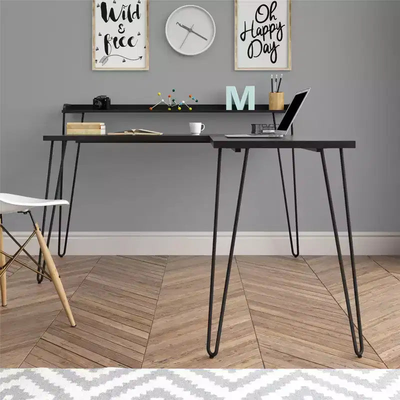 Bureau d'angle avec rehausse