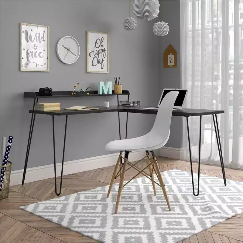 Bureau d'angle avec rehausse