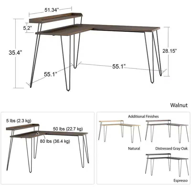 Bureau d'angle avec rehausse