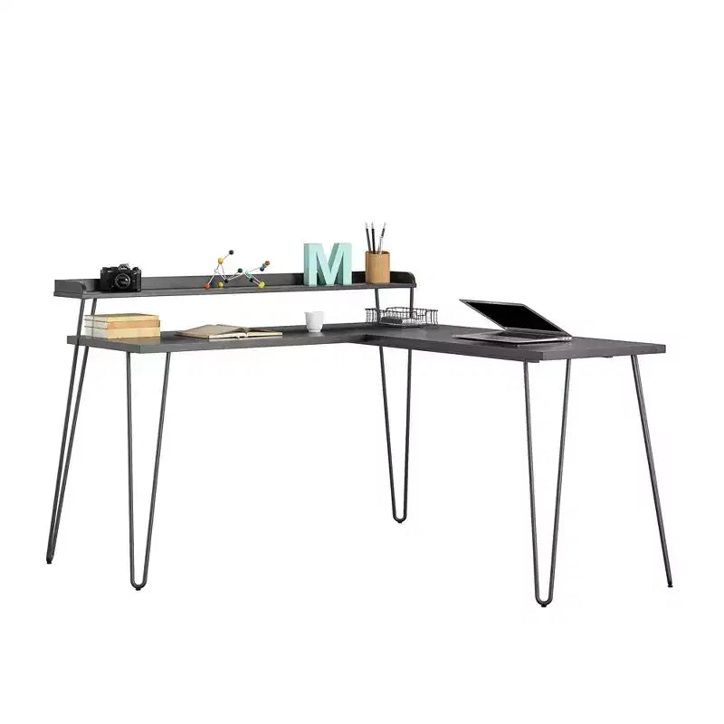 Bureau d'angle avec rehausse