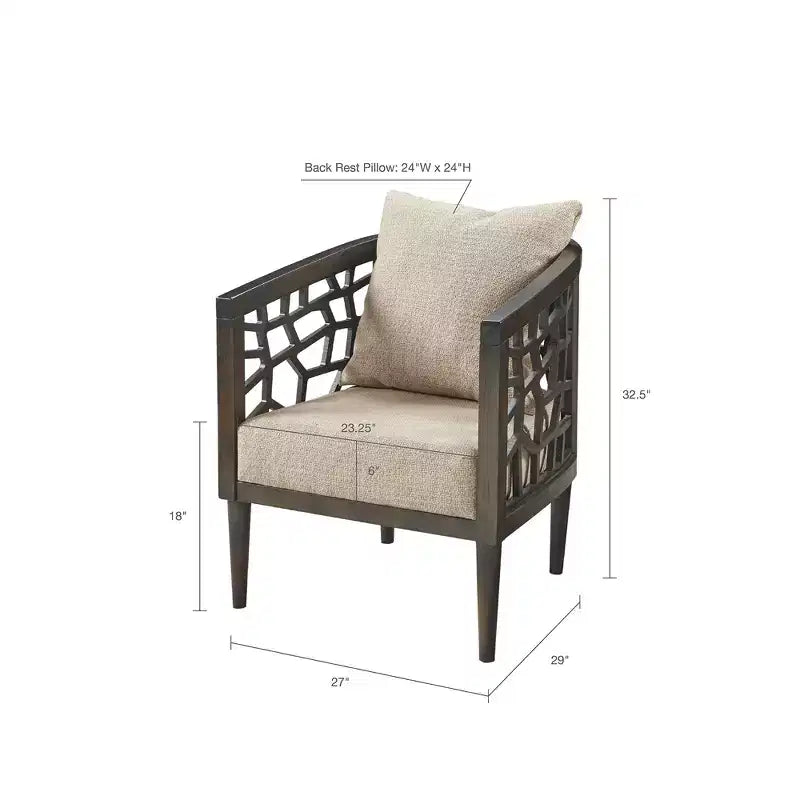 Fauteuil d'appoint avec coussin rembourré confortable, cadre en bois massif, fauteuil de lecture pour salon, salle d'attente.
