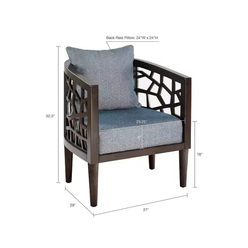 Fauteuil d'appoint avec coussin rembourré confortable, cadre en bois massif, fauteuil de lecture pour salon, salle d'attente.