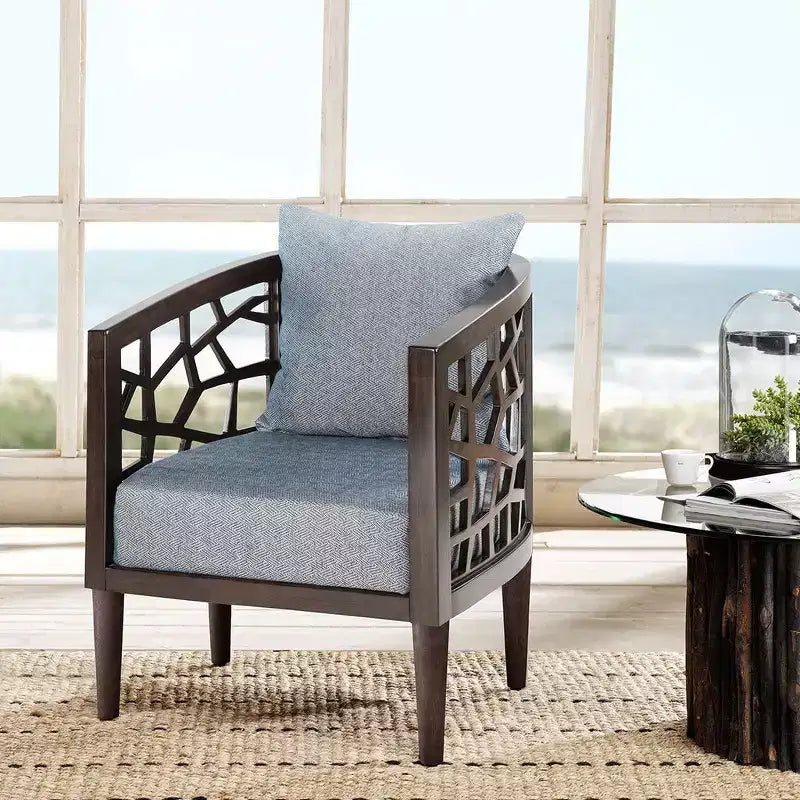 Fauteuil d'appoint avec coussin rembourré confortable, cadre en bois massif, fauteuil de lecture pour salon, salle d'attente.