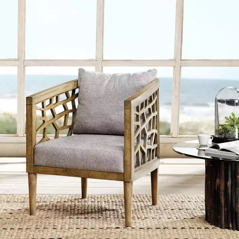 Fauteuil d'appoint avec coussin rembourré confortable, cadre en bois massif, fauteuil de lecture pour salon, salle d'attente.