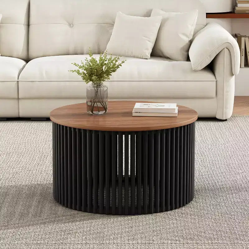 Christopher Knight Home Zanvia 30 Round Acacia Wood Coffee Table with Slatted Base