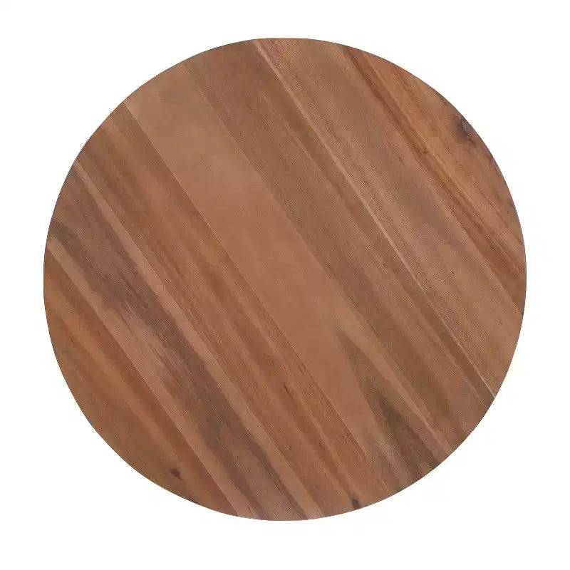 Table basse ronde en bois d'acacia avec base à lattes