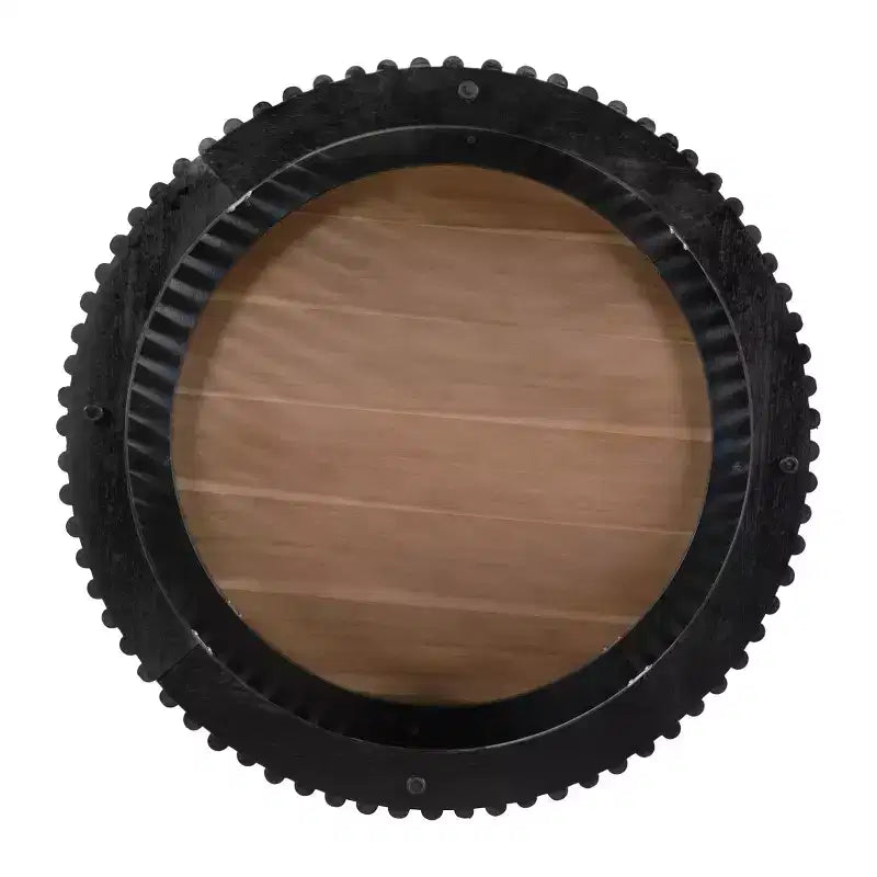 Table basse ronde en bois d'acacia avec base à lattes