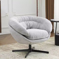 Okak Accent Chair, Modern Chenille Office Chair, Swivel Accent Chair with Removable Cushion, Round Office Chair, Metal Base and Cotton Material
