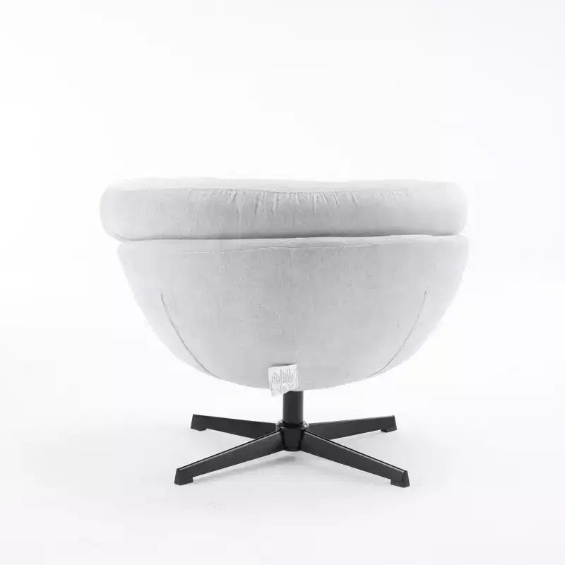 Fauteuil d'appoint, Chaise de bureau moderne en chenille, Fauteuil d'appoint pivotant avec coussin amovible, Chaise de bureau ronde, Base en métal et tissu en coton