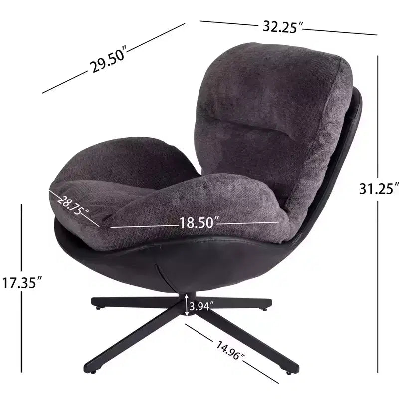 Fauteuil d'appoint, Chaise de bureau pivotante moderne, Fauteuil moderne en chenille avec similicuir et piètement en métal, Fauteuil d'appoint pour petits espaces