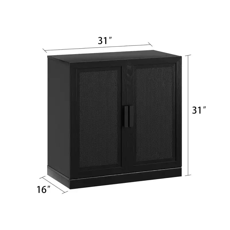 Armoire de rangement décorative de 62 pouces de hauteur en osier noir avec grain de bois et 12 étagères