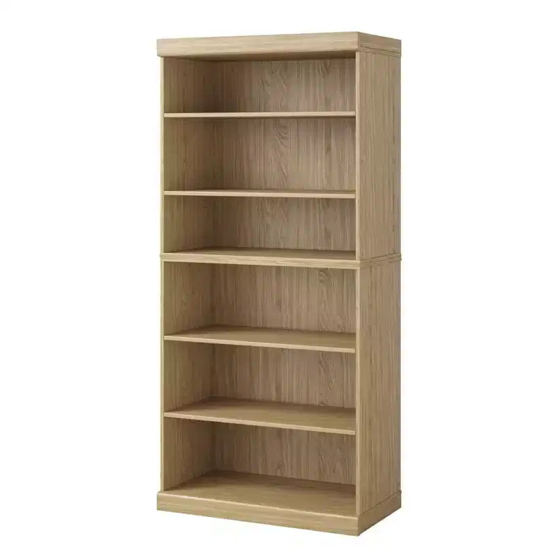 Bibliothèque/Meuble de Rangement Décoratif en Bois à 6 Niveaux Sans Porte