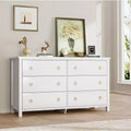 6 Dresser for Bedroom, 47.2 Wide Dresser, Wooden Closet Dressers Chest, Modern Wide Drawer Dresser, for Bedroom, Living Room, White