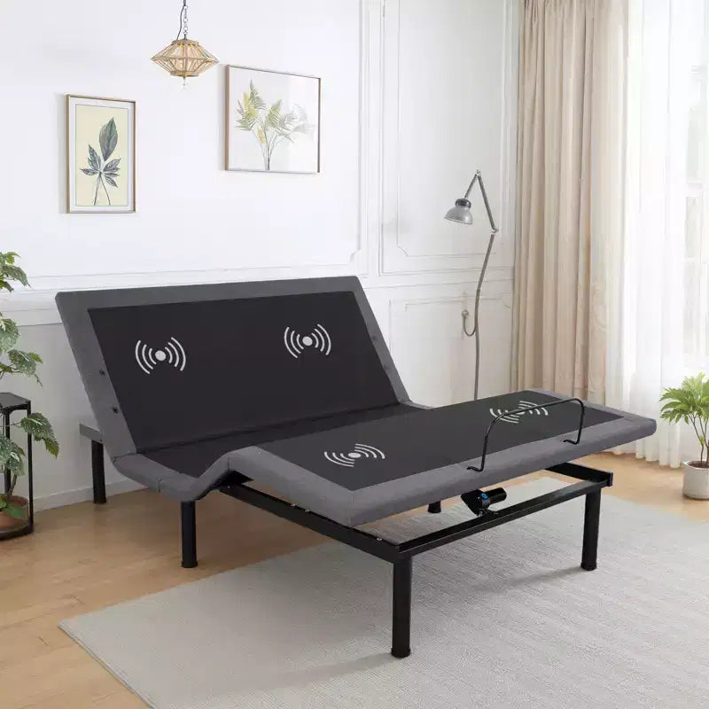 Adjustable Bed Frame, Electric Bed Base with Massage, Head & Foot Incline, Wireless Remote, 2 Built-in USB Ports, LED Night Light