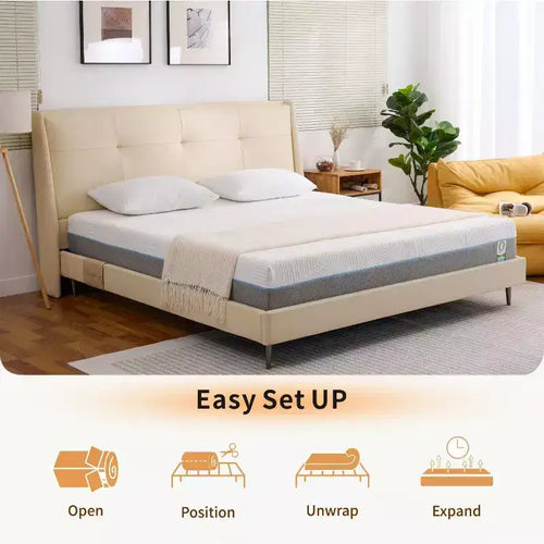 Matelas Ferme 6 Couches de 12 Pouces pour Dormeurs Latéraux, Mousse à Mémoire de Forme au Gel Rafraîchissant Taille Queen, Compatible avec Lit Réglable