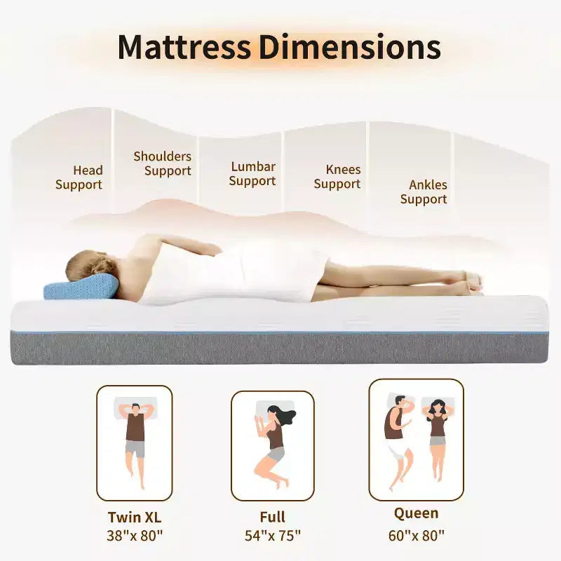 Matelas Ferme 6 Couches de 12 Pouces pour Dormeurs Latéraux, Mousse à Mémoire de Forme au Gel Rafraîchissant Taille Queen, Compatible avec Lit Réglable