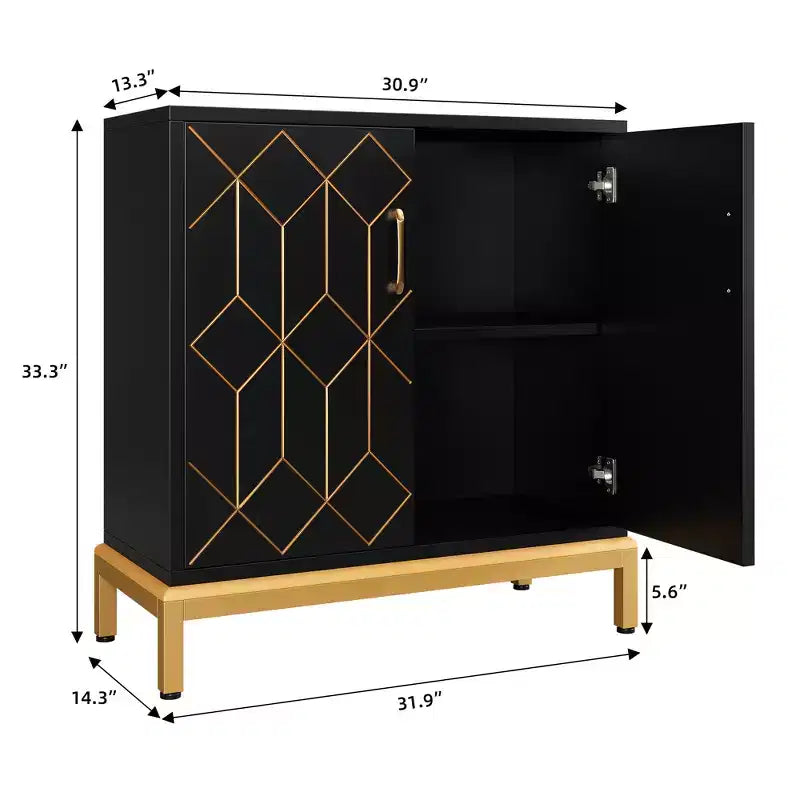 Meuble de Rangement Moderne avec Portes et Étagères Réglables, Buffet Autonome avec Design Ligne Dorée pour Salon ou Bureau