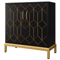 Modern Storage Cabinet with Doors and Adjustable Shelves, Freestanding Accent Sideboard with Gold Line Design for Living Room or Office