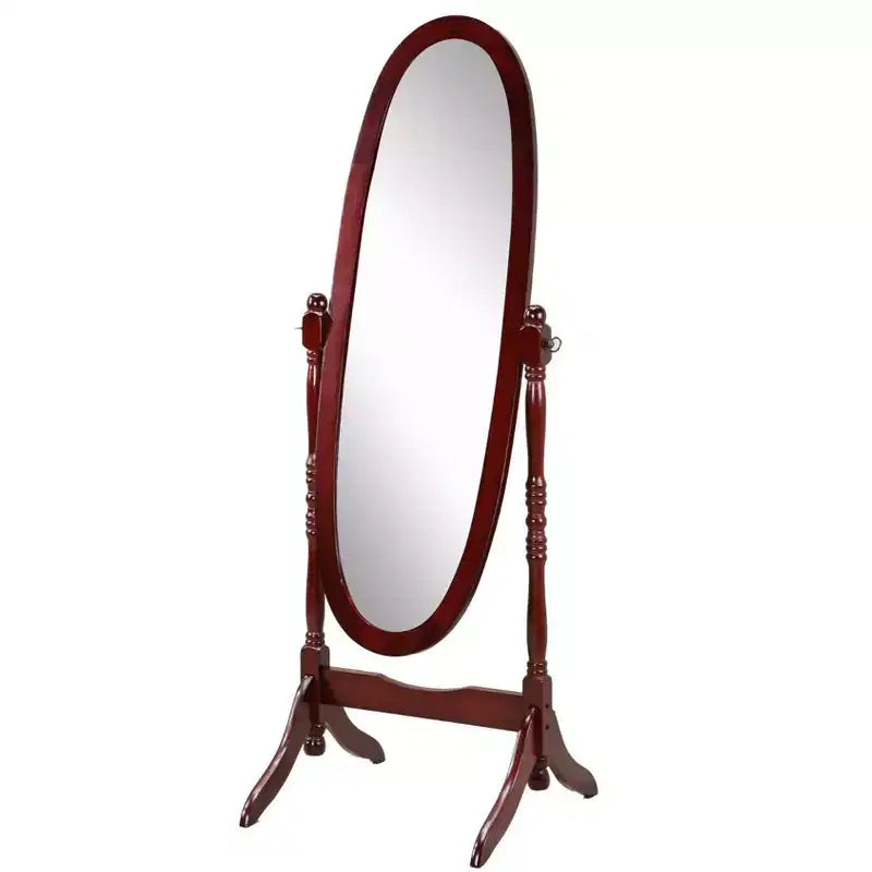 Miroir sur pied chevalet ovale en bois traditionnel avec pieds incurvés à consoles