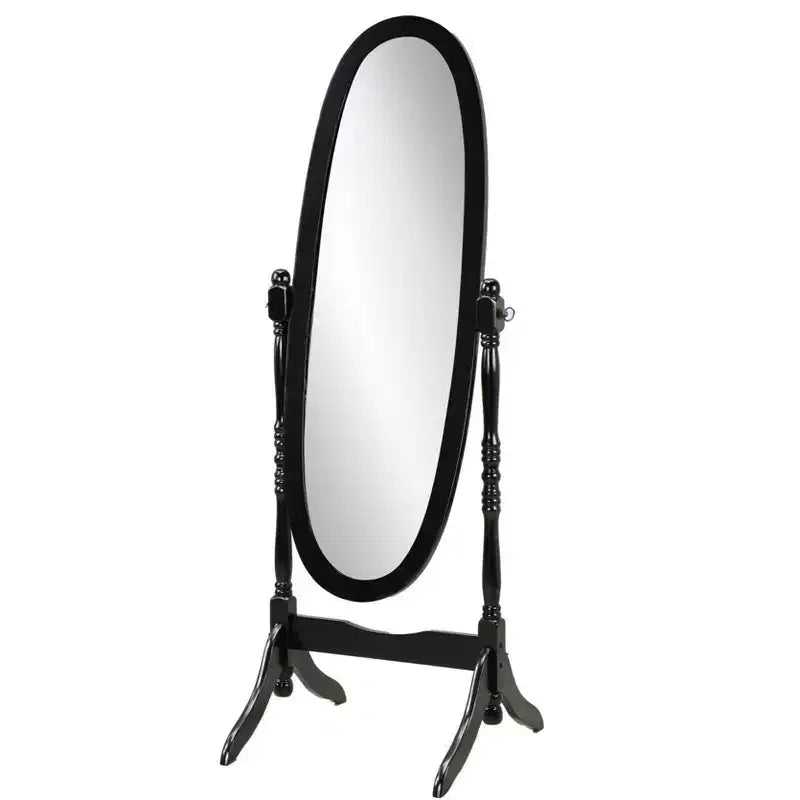 GDFStudio Uday Traditional Oval Wooden Floor Cheval Mirror with Curved Bracketed Feet