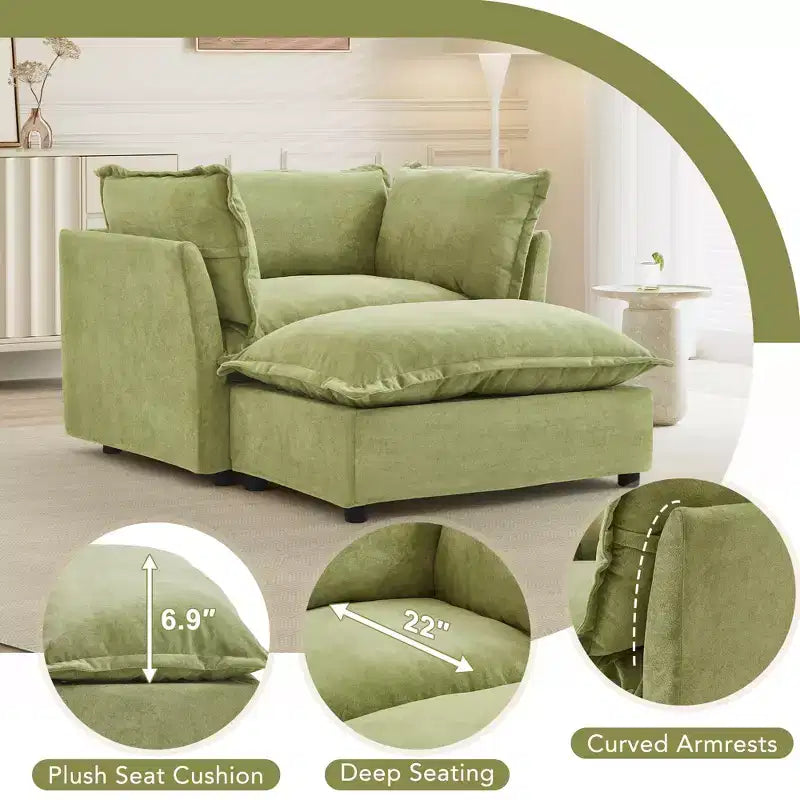Canapé moderne 47 avec pouf mobile