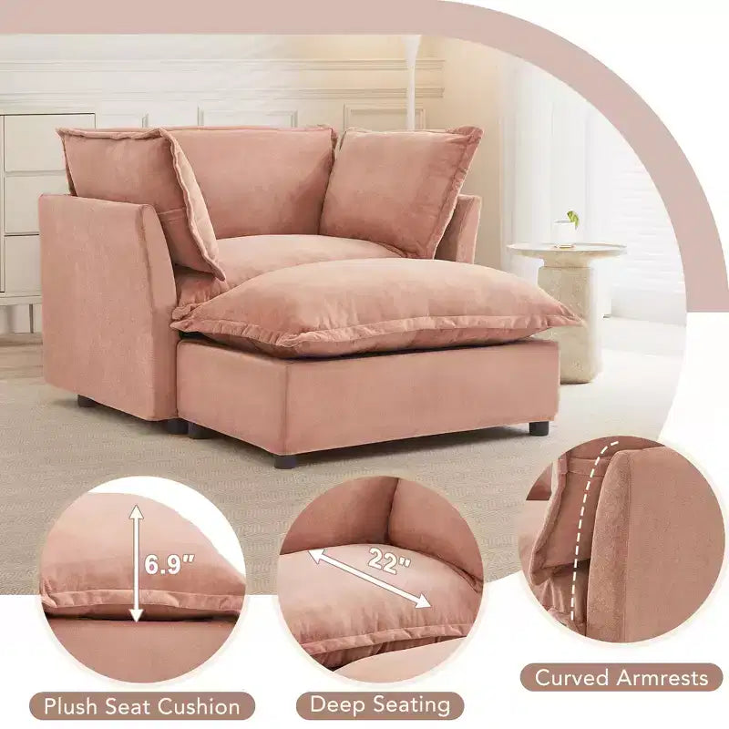 Canapé moderne 47 avec pouf mobile