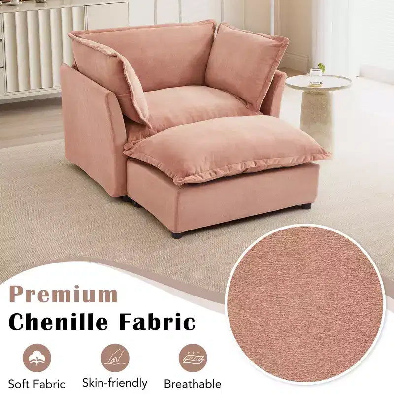 Canapé moderne 47 avec pouf mobile