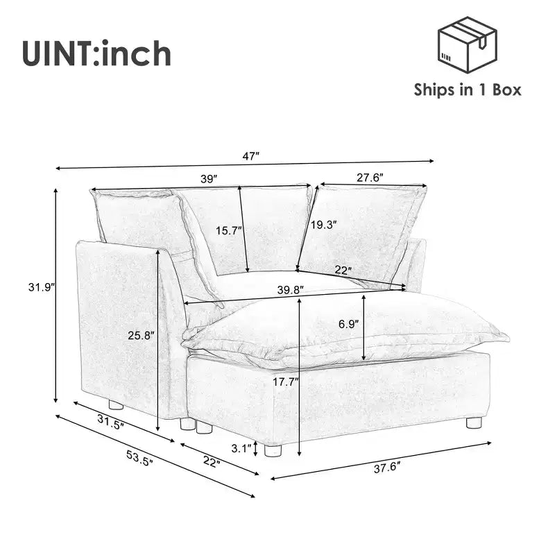 Canapé moderne 47 avec pouf mobile