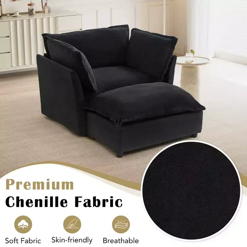 Canapé moderne 47 avec pouf mobile