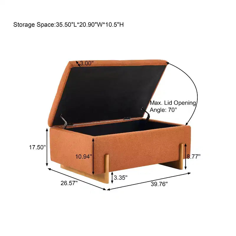 Banc de rangement ottoman rembourré moderne avec couvercle à charnière