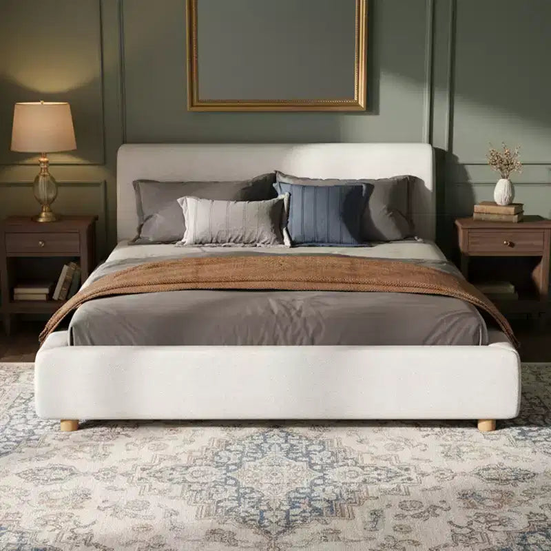 Christopher Knight Home Ulyana Modern Boucle Upholstered Platform Bed with Headboard