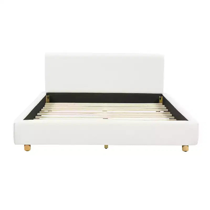 Lit plateforme moderne rembourré en bouclette avec tête de lit