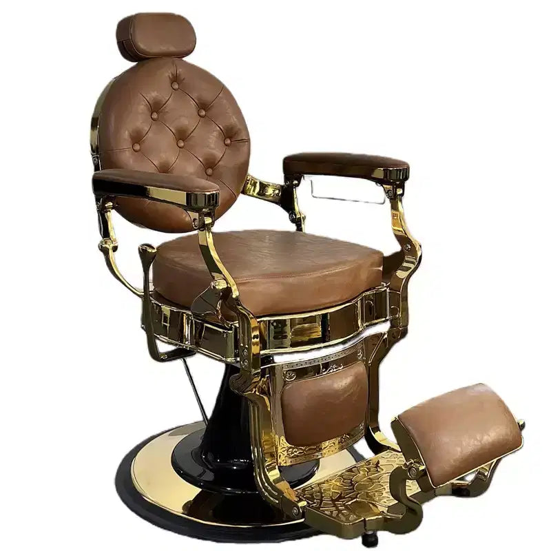 Fauteuil de Barbier Vintage pour Salon, Chaise de Salon Inclinable Robuste à 360° avec Appuie-tête et Repose-pieds Réglables, Supporte Jusqu'à 317 kg, pour Coiffeur et Esthéticienne