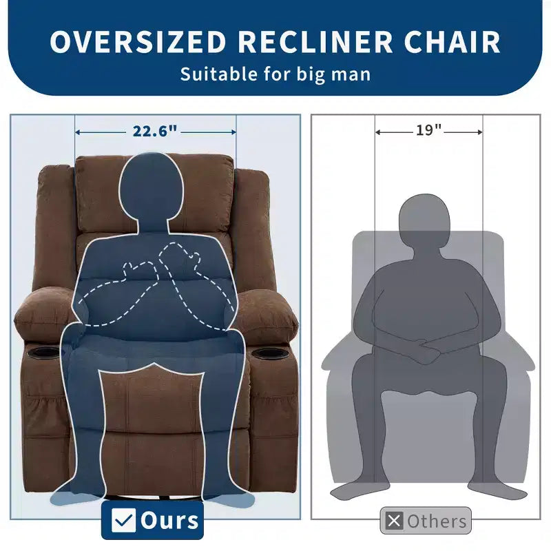 Fauteuil relax pivotant manuel à 360°, canapé planeur avec porte-gobelets et poches, fauteuil confortable pour la chambre de bébé, le salon et la chambre à coucher